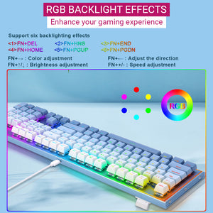 RGB Backlight Effects Aluminum Mechanical Keyboard USB Hot-Swappable Switches