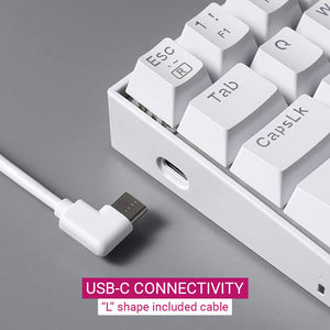 RGB Backlight Modern White Mechanical Keyboard Slim Corner Shape USB-C Port