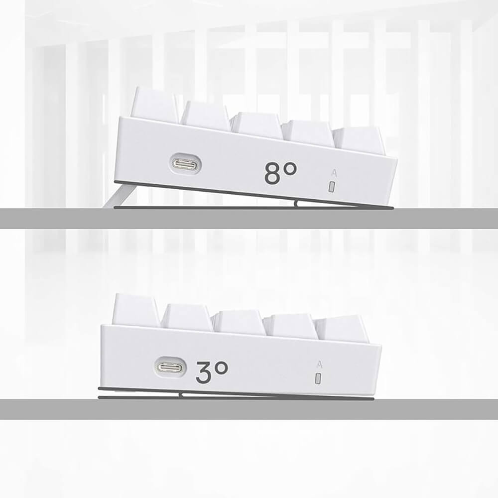 RGB Backlight Modern White Mechanical Keyboard Slim USB Angle Inclination