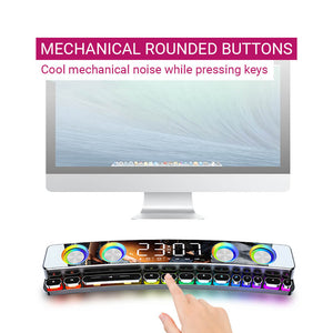 RGB Bluetooth 5.0 Neon Mechanical Rounded Buttons Soundbar Hifi Sound Clock