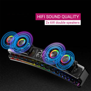 RGB Bluetooth 5.0 Neon Mechanical Soundbar Hifi Sound Quality Clock