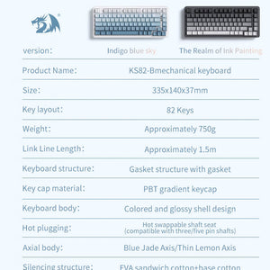 RGB Slim Gradient Color Mechanical Keyboard USB Gasket Structure Specifications
