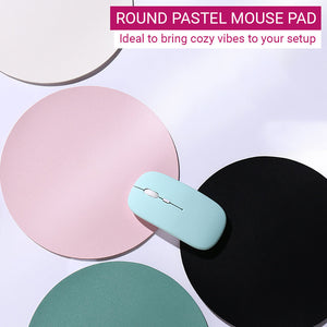 Round Unicolor Pastel Leather Mouse Pad Non-Slip Colors