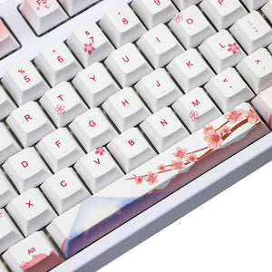 Sakura Flower Season PBT Keycaps Personalized Keyboard Keys Center View
