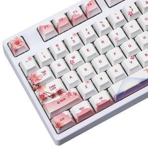 Sakura Flower Season PBT Keycaps Personalized Keyboard Keys Left View