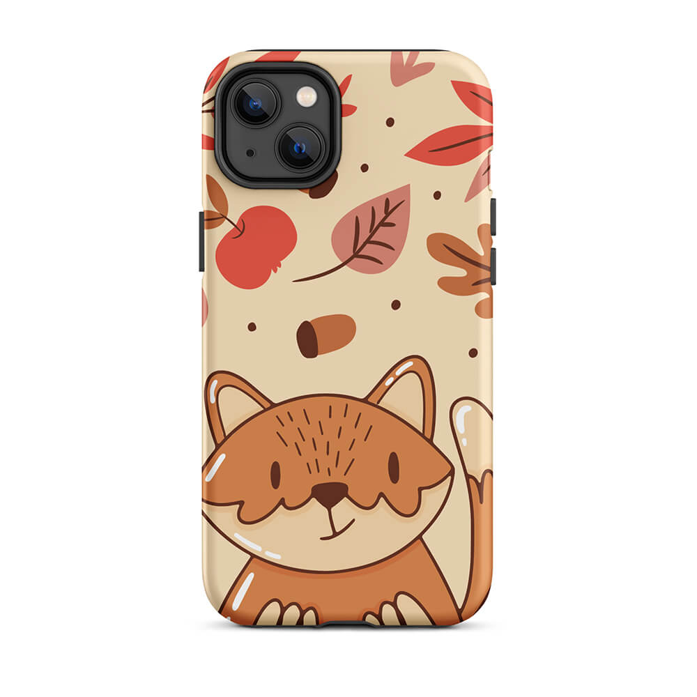 Seasonal Autumn Kawaii Cartoon Fox iPhone 14 Plus Rugged Case