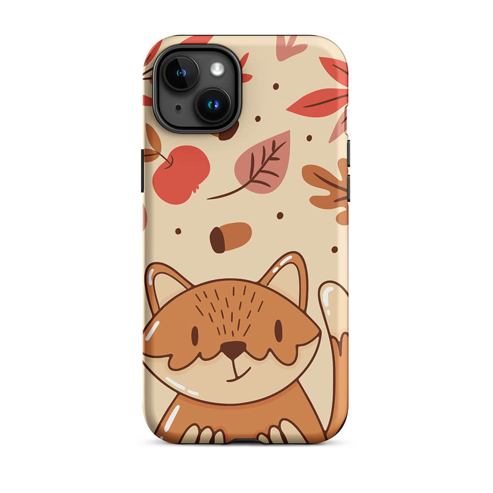 Seasonal Autumn Kawaii Cartoon Fox iPhone 15 Plus Rugged Case