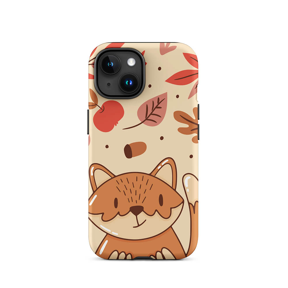 Seasonal Autumn Kawaii Cartoon Fox iPhone 15 Rugged Case
