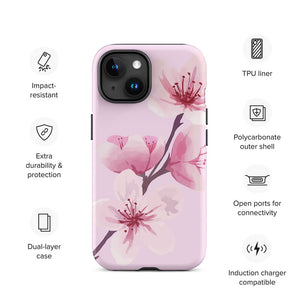 Seasonal Blooming Sakura Flower Branch iPhone 15 Robust Case Features