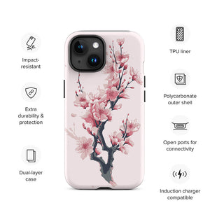 Seasonal Cherry Blossom Flower Branch iPhone 15 Tough Case Features