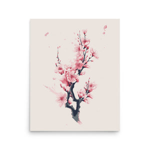 Seasonal Pinky Sakura Flower Branch Metal Poster 16x20"