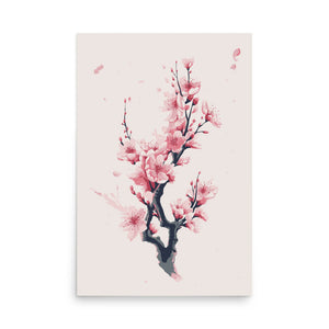 Seasonal Pinky Sakura Flower Branch Metal Poster 24x36"