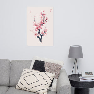 Seasonal Pinky Sakura Flower Branch Metal Poster Picture