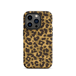 Sneaky Ground Camo Leopard Motif iPhone 14 Pro Rugged Case