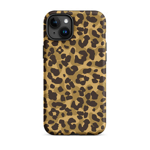 Sneaky Ground Camo Leopard Motif iPhone 15 Plus Rugged Case