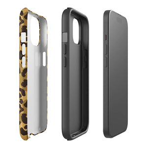 Sneaky Ground Camo Leopard Motif iPhone 15 Rugged Case Double-Layer