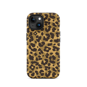 Sneaky Ground Camo Leopard Motif iPhone 15 Rugged Case
