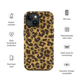 Sneaky Ground Camo Leopard Motif iPhone 15 Rugged Case Features