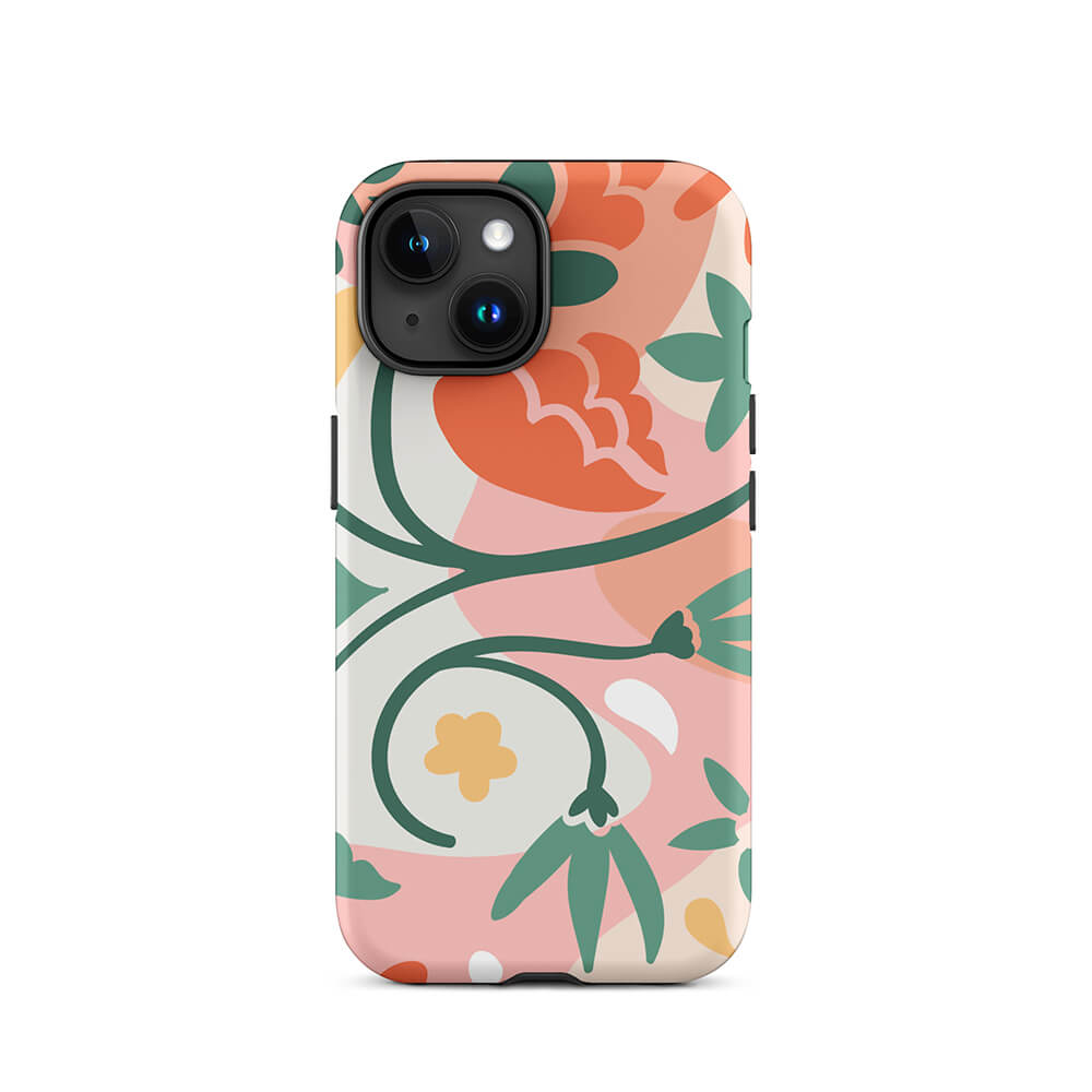Soft Modern Flat Flower Petal iPhone 15 Tough Case