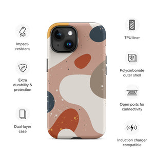 Soft Modern Irregular Abstract Shapes iPhone 15 Robust Case Features