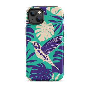 Tropical Hummingbird Floral Leaves iPhone 14 Plus Robust Case
