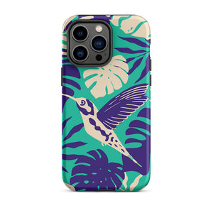 Tropical Hummingbird Floral Leaves iPhone 14 Pro Max Robust Case