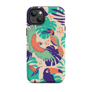 Tropical Island Birds Floral Leaves iPhone 14 Plus Robust Case