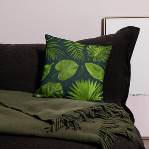Tropical Island Green Plant Leaves Throw Pillow Bedroom Decor