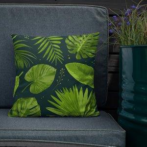 Tropical Island Green Plant Leaves Throw Pillow Couch Decor