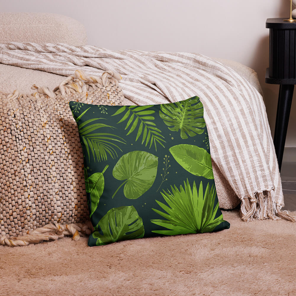 Tropical Island Green Plant Leaves Throw Pillow Room Decor
