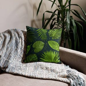 Tropical Island Green Plant Leaves Throw Pillow Sofa Decor