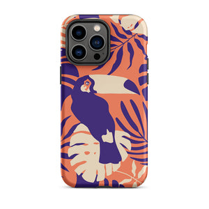 Tropical Toucan Floral Leaves iPhone 14 Pro Max Robust Case