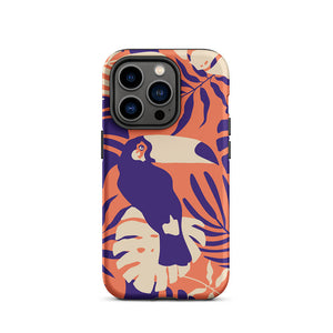 Tropical Toucan Floral Leaves iPhone 14 Pro Robust Case