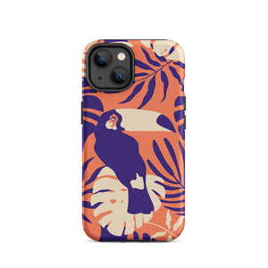 Tropical Toucan Floral Leaves iPhone 14 Robust Case