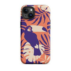 Tropical Toucan Floral Leaves iPhone 15 Plus Robust Case