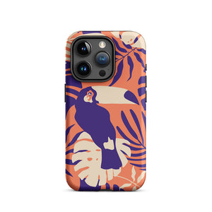 Tropical Toucan Floral Leaves iPhone 15 Pro Robust Case