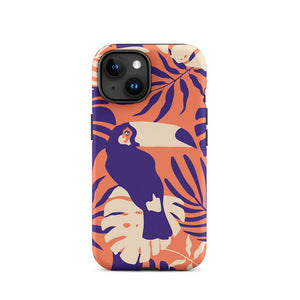 Tropical Toucan Floral Leaves iPhone 15 Robust Case