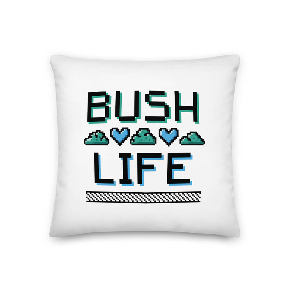 Vintage Pixelated RPG Bush Life Heart Throw Pillow 18x18"