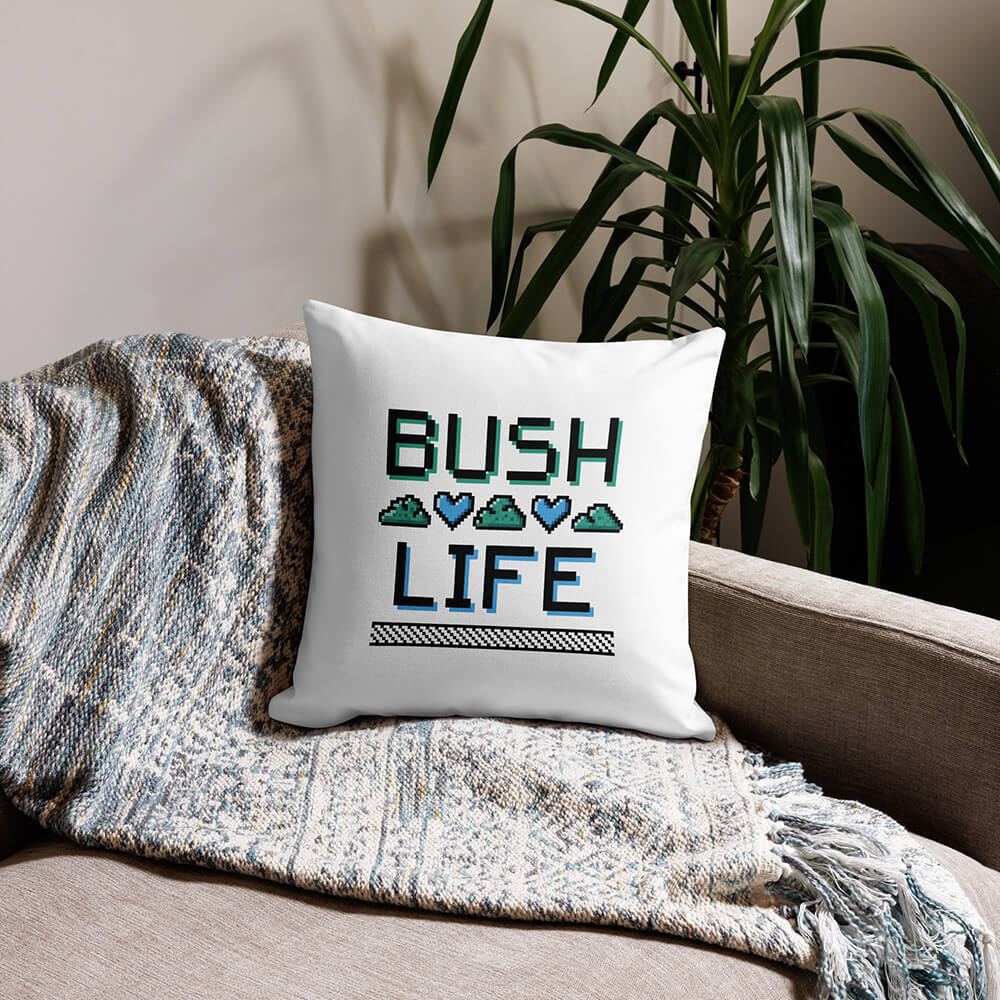 Vintage Pixelated RPG Bush Life Heart Throw Pillow Sofa Decor