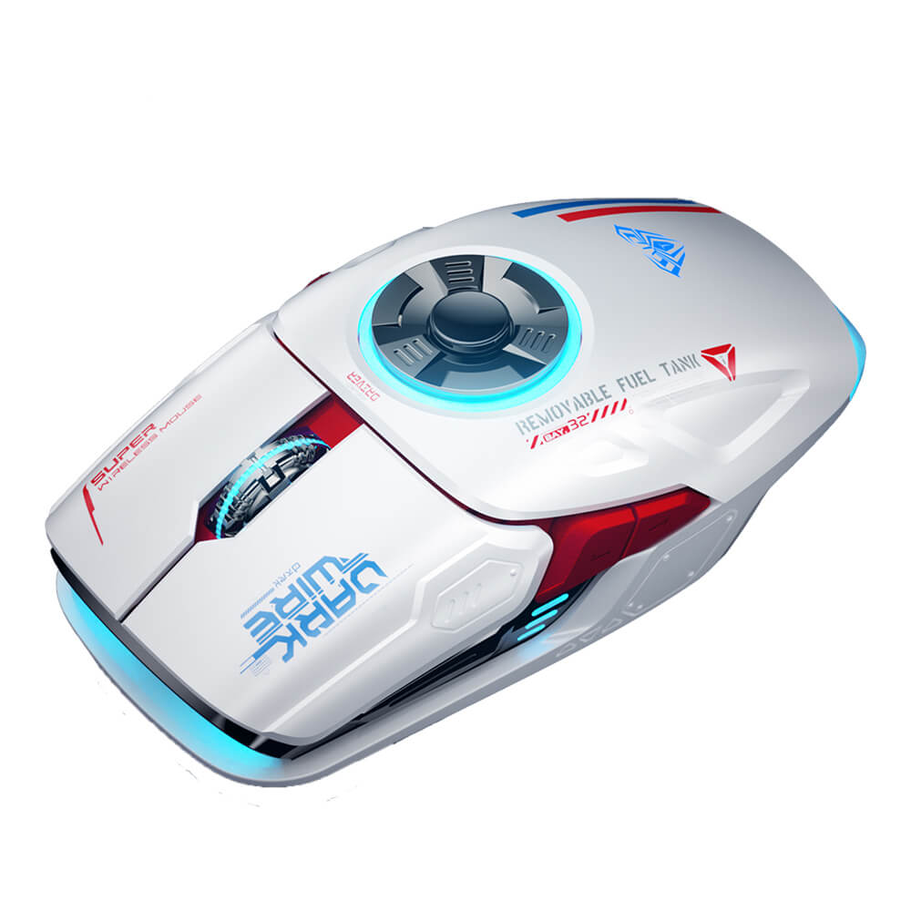 White 2.4GHz Wireless Futuristic Motorsport Mouse 4800 DPI RGB Backlight