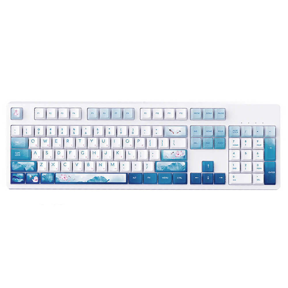 White Bluetooth Lotus Flower Landscape Mechanical Keyboard White Backlight