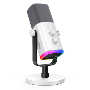 White Flowing RGB Cardioid Microphone Mute Button USB XLR