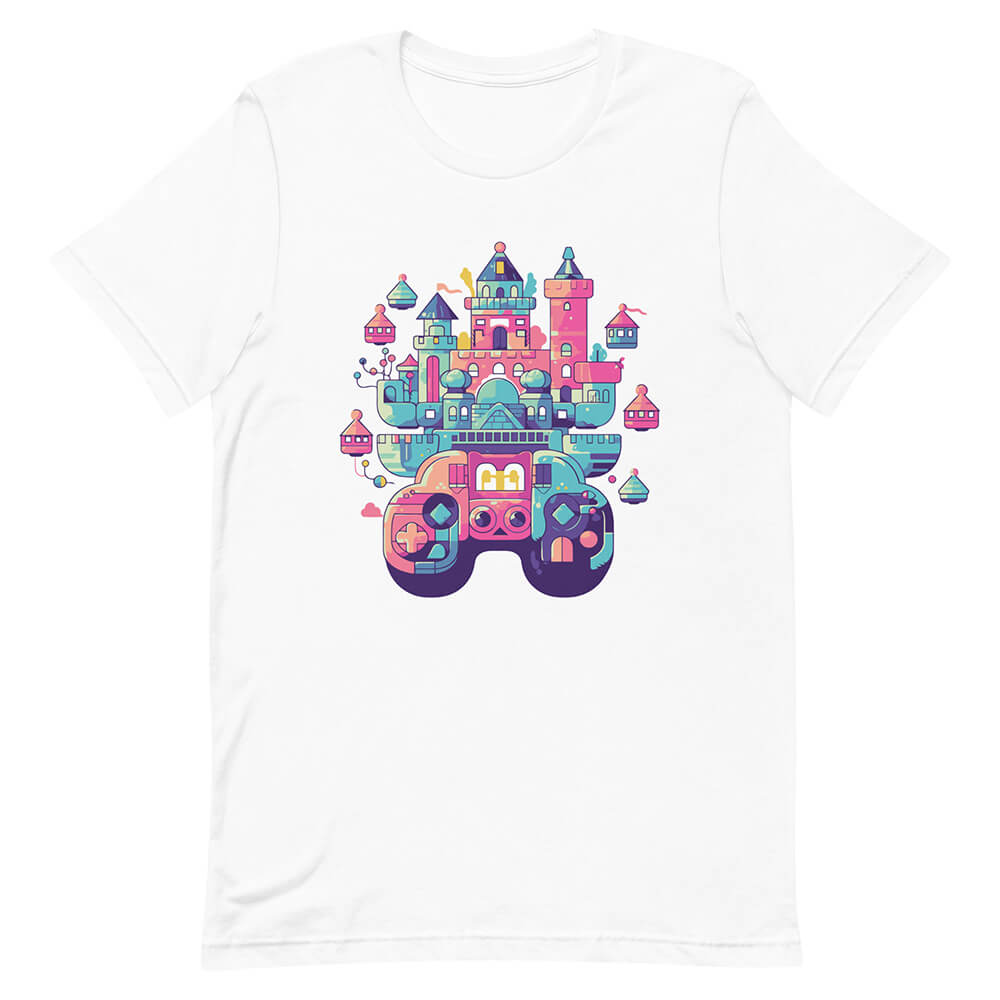 White Platform Fantasy Enchanted Castle Gamepad Control Tee