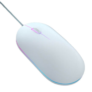 White RGB Backlight Minimalist Pastel Goth Mouse 1000 DPI USB