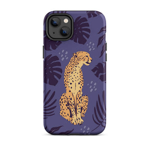Wild Lazy Cheetah Floral Leaves iPhone 14 Plus Robust Case