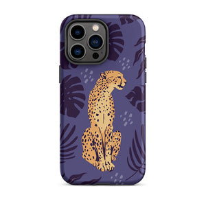 Wild Lazy Cheetah Floral Leaves iPhone 14 Pro Max Robust Case