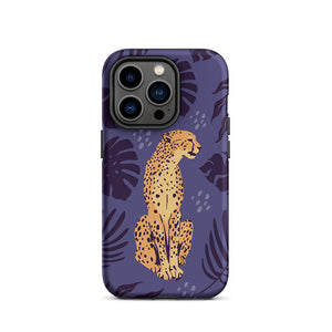 Wild Lazy Cheetah Floral Leaves iPhone 14 Pro Robust Case