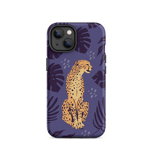 Wild Lazy Cheetah Floral Leaves iPhone 14 Robust Case