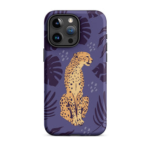 Wild Lazy Cheetah Floral Leaves iPhone 15 Pro Max Robust Case