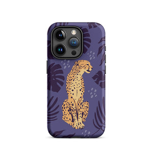 Wild Lazy Cheetah Floral Leaves iPhone 15 Pro Robust Case